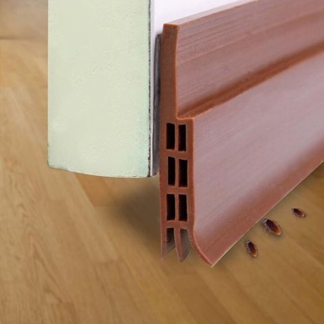1.2M Bas de Porte Anti Bruit Bande d'Etanchéité en Silicone Souple, Adhésif Imperméable à l'Eau Isolement du Bruit du Passage d'Air Anti Souris Cafard pour les Fissures et les Espaces (Marron) (1/4)