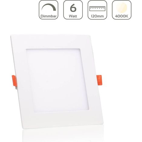 LED Panel Einbaustrahler eckig weiss dimmbar - Lichtfarbe: Neutralweiß 4000K - Ausführung: 6W 120x120mm Ausschnitt 105x105mm (1/3)