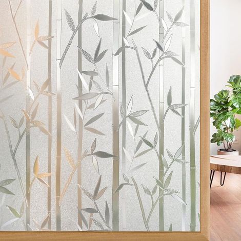 Film de confidentialité pour fenêtre motif bambou givré, autocollant amovible anti-UV coloré pour vitres, décoration d'intérieur, 40 cm × 100 m (1/5)