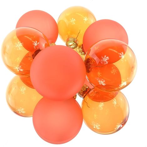 Christbaumkugeln Warmes Orange 3 x transparent & 3 x matt Ø 6 cm aus Glas - 6er Set