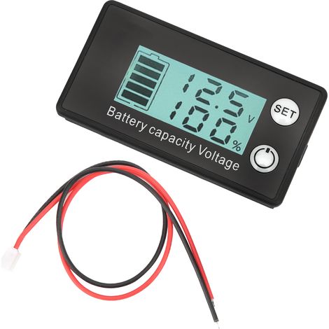 Compteur de batterie LCD à 2 fils, indicateur de tension pour batterie lithium/plomb-acide 7-68V, affichage numérique blanc rétroéclairé. (1/5)