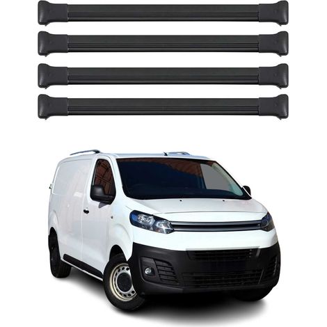 OMAC Barres de toit en aluminium pour Citroën Jumpy / SpaceTourer 2016-2026 – TÜV / DIN 75302:2019 – Charge max 75 kg – 4 barres Noir (1/4)
