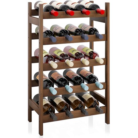 1 Étagère à vin, Bambou, 5 niveaux, 20 bouteilles, Design vertical, Cuisine, Cave (1/5)
