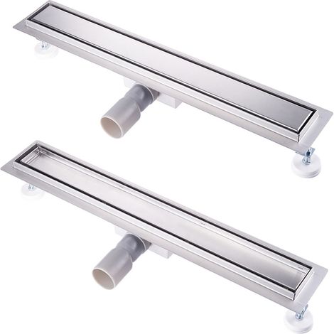Caniveau Douche Italienne 60 cm ( 2 en 1 ) Acier Inoxydable Caniveau de Sol à l'italienne Grille, Drain de Douche Extra Plat avec Pare-odeur et Passoire à Cheveux (1/5)