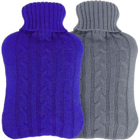 Wärmflasche, auslaufsichere thermoplastische Wärmflasche mit weichem Strickbezug, perfektes Geschenk für Mama und Papa