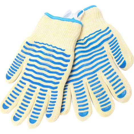 Lot de 2 gants résistants à la chaleur (500 °C), taille unique, antidérapants et ignifugés, pour la protection des mains au four à micro-ondes. (1/5)