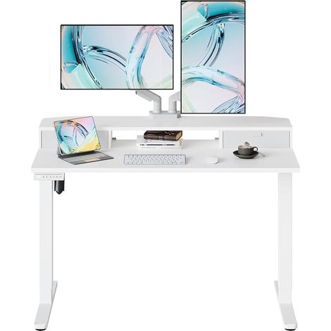 Electric Standing Desk 120 x 60 cm with 2 Drawers Fabric 4 Memories (1/5)