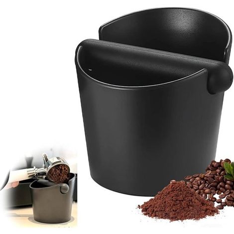 Boîte à marc de café - Boîte à marc de café expresso - Tige de marc amovible en plastique - Base antidérapante - Diamètre 11,7 cm - 1 pièce - Pour barista amateur et machine à expresso - Noir (1/5)