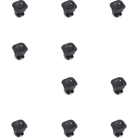 Emuca Lotto di 10 interruttori da incasso D21x21, Tecnoplastica, Nero (1/5)