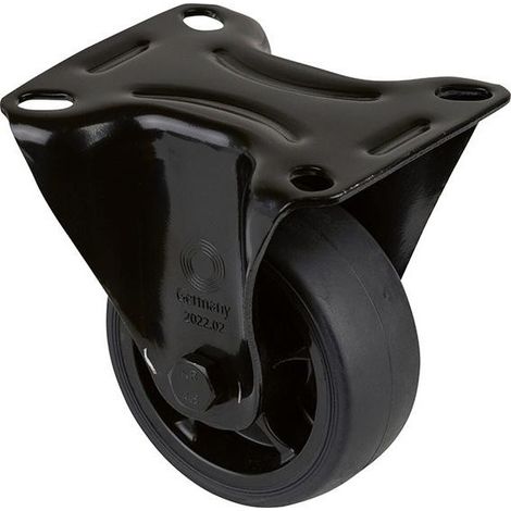 Roulette fixe L810.B44.081.06Ø 80mm.L 32mm.100kg avec platine à visser noire (1/3)