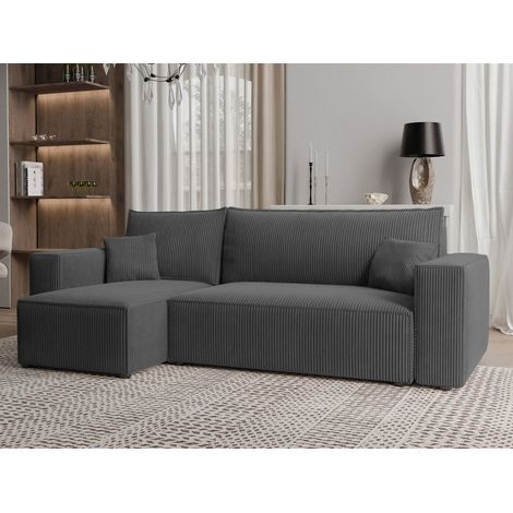 Ecksofa Schlafsofa Sofa ADARA in Stoff Poso Dunkelgrau Ottomane Links (1/4)