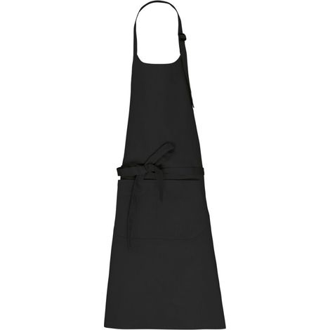 Tablier avec poche en coton bio KARIBAN Noir Unique.