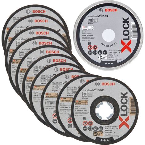 Bosch PRO 115mm x 1mm x 22.23mm X-LOCK Inox Metal Cutting Discs 10PK 2608619266 (1/5)