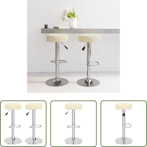 Barstuhl - Barhocker 2 Stk. Creme Stoff (1/5)