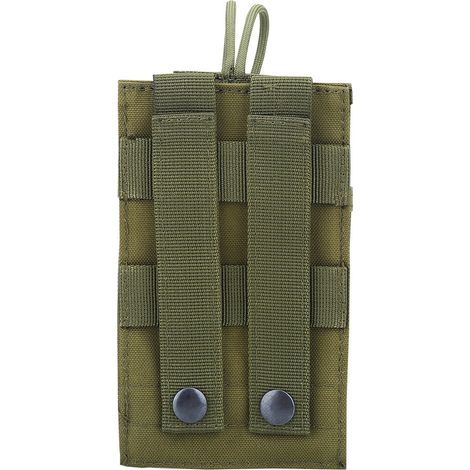 Étui de transport portable en nylon pour talkie-walkie, vert armée, idéal pour les sports de plein air. (1/5)