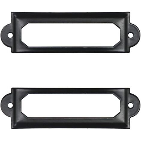 PA 50 Stück schwarze Etikettenhalter aus Metall für Schreibtisch, Bücherregal, Schublade, Schrank, Karte, Etikettenhalter, Metallrahmen 60 mm x 17 mm (1/4)