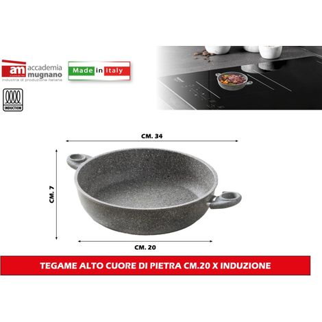 Tegame Antiaderente ad Induzione Cuore di pietra 20 cm 2 manici Accademia Mugnano
