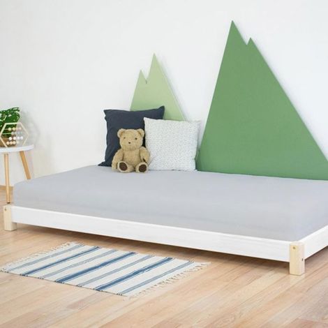 Lit simple TEENY 90 x 180 naturel et blanc