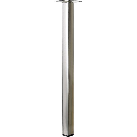 Hettich – Pied de table basse carré fixe en acier brossé gris – Hauteur 40 cm – Charge supportée 50 kg – Fixation à visser par platine 60x60 mm
