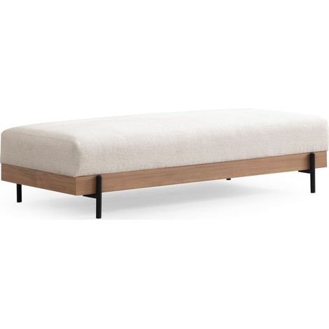 Pouf 2 places en tissu beige - Giada