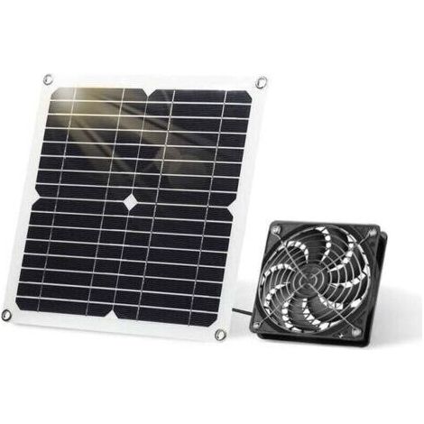 Ventilateur solaire 12 W - Panneau solaire résistant aux intempéries - Avec ventilateur CC - Pour petits poulaillers, serres, hangars, maisons pour animaux domestiques, alimentation ou