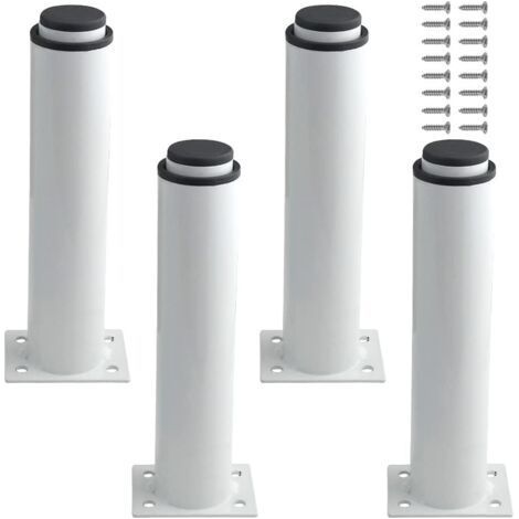 Lot de 4 - Pied de meuble - Support réglable - Acier robuste laqué blanc - Pour table lit canapé armoire - Hauteur 18 cm à 30 cm-Chrom (1/5)