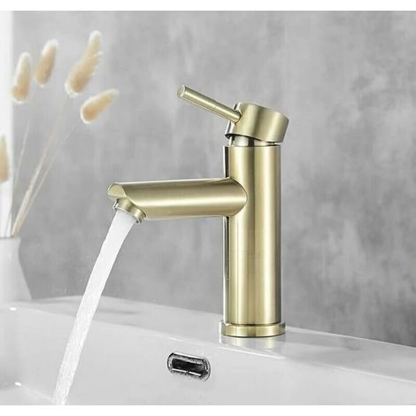Einhebel-Waschtischarmatur aus Edelstahl – Moderne Badarmatur, fingerabdruckresistent, wassersparend, goldfarben (1/3)