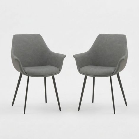 2er Set gepolsterte Esszimmerstühle für Wohnzimmer Ombretta - Grau (1/5)
