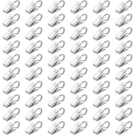 FENOPLASTICA(Argenté)Pinces Rideaux Clips en Acier Inoxydable Crochets Rideau pour Anneaux Rideau Douche Partie Lumineuse Maison Décoration 60 Pièces (1/5)