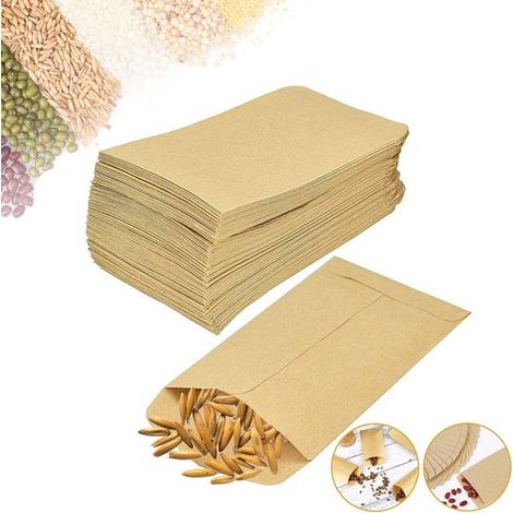 Papiertüten 100 Stück 12 x 18 cm Kraftpapier Samentüten Braunes Kraftpapier Geschenktüten Präsenttüten Verpackungstüten Mini Kraftpapiertüten für (1/5)