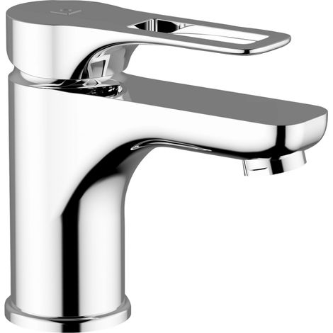 Schläfer 27505012 Miscelatore Monocomando per Lavabo Bagno serie Flat con Scarico automatico 1 1/4, Rubinetto Monoforo Lavandino Bagno cartuccia diam35mm Cromo Argento, Made in Italy (1/5)
