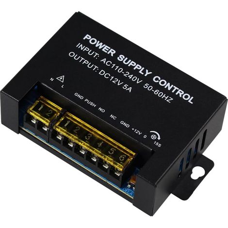 DC12V 5A Système de Commutation d'alimentation de Contrôle d'accès Sortie AC110V - 240V Entrée Adaptateur d'alimentation en Métal, 0-15 Secondes Time Délai Réglable (1/5)