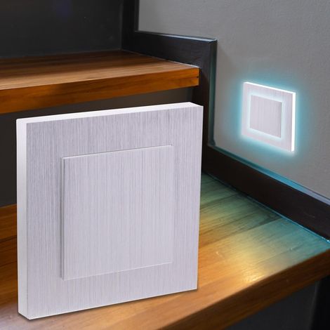 LED Treppenleuchte eckig Alu-gebürstet - Lichtfarbe: Kaltweiß 1,5W - Lichtaustritt: Doppio (1/5)