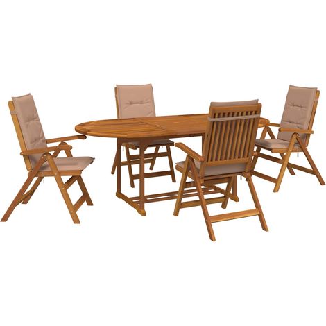 vidaXL Juego de comedor de jardín de 5 piezas Natural (1/5)