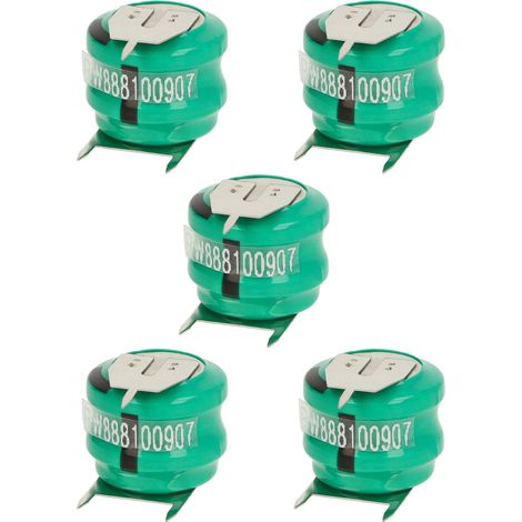 vhbw 5x NiMH replacement button cell battery tab type V80H 3 pins 80mAh 2.4V suitable for model building batteries, solar lights etc.