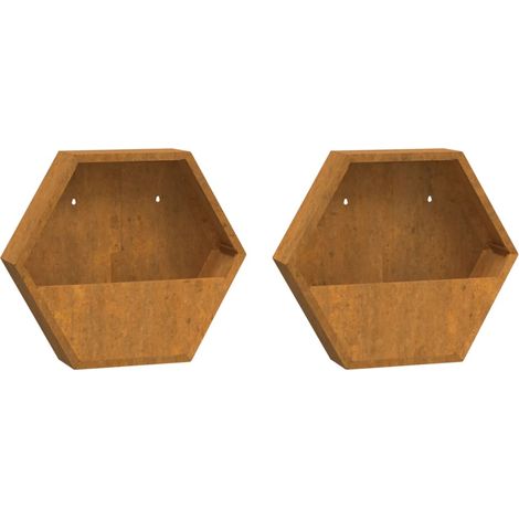 Vaso per fioriera aiuola rialzata piante fiori muro giardino terrazze set da 2 Acciaio corten arrugginito 46 x 10 x 40 cm marrone 020039117