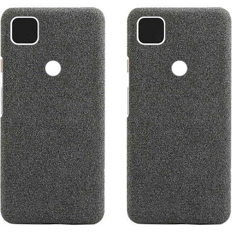 Lot de deux étuis de téléphone en tissu et cuir, compatibles avec Google Pixel 4A, étui antichoc (gris). (1/5)