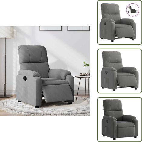 Fauteuil inclinable électrique gris foncé tissu microfibre - Fauteuil Inclinable Électrique - Fauteuils Inclinables Électriques - Fauteuil Électrique Pour Personnes Âgées - Fauteuil Électrique