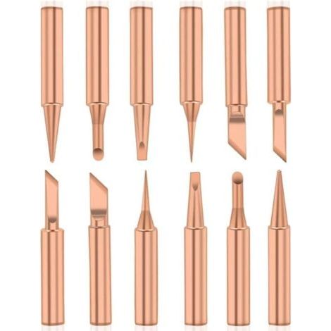 Paquet de 12 pointes de soudure en cuivre pur pointes de soudure sans plomb Station de soudage 900M-T outils de soudage pour hangar Radio