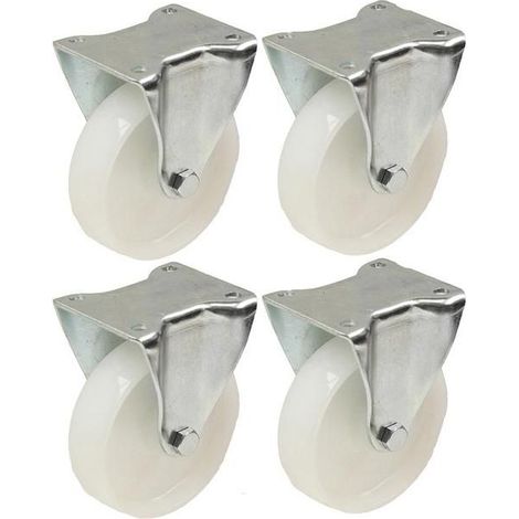 Rollen - Nylon 80mm - Fest - Set von 4 - Kapazität 120kg pro Rolle