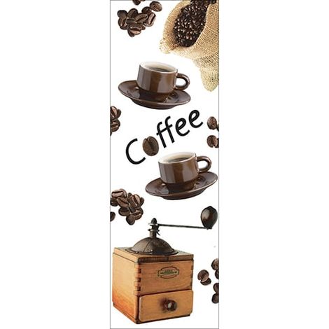 Sticker réfrigérateur et lave vaisselle, tasse de café, coffee, grains et moulin à café, 180 cm X 59,5 cm (1/3)