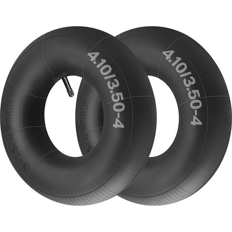 Lot de 2 chambres à air 4.10/3.50-4 TR13 avec valve intérieure compatible avec pneus 4.10-4 3.50-4 brouette, tondeuse autoportée, tondeuse à gazon, chariots, remorque de jardin (1/5)