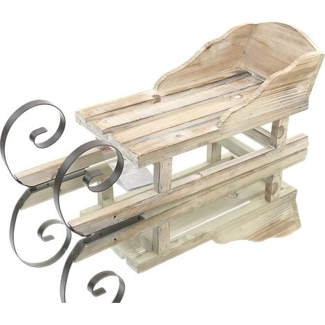 Kaemingk Weihnachtsdeko Schlitten Natur 48,5 cm - Tannenholz & Metall (1/4)