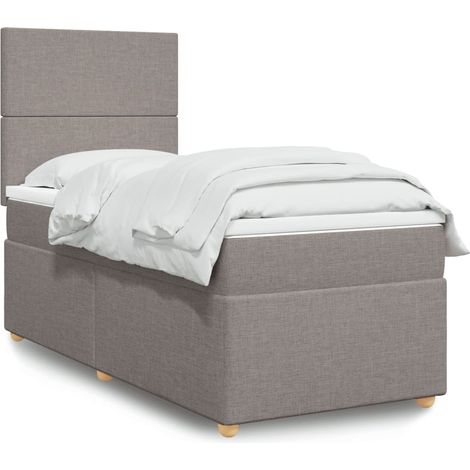 Cama box spring con colchón tela gris taupe 80x200 cm vidaXL (1/5)