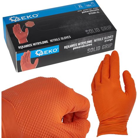 Nitrilhandschuhe mit festem Griff, 50 Stück, Größe XL, orange (10) (1/5)