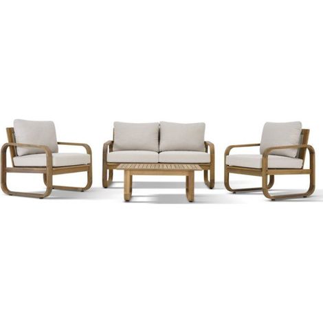 Salon de jardin - Bois d'acacia - 4 personnes - BOHEMIA - Creme (1/5)