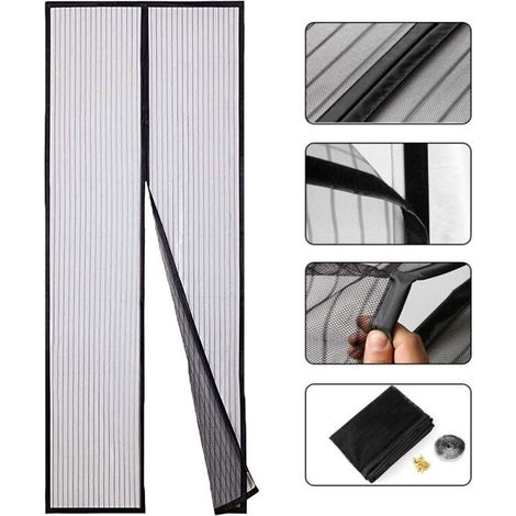 SABIR Moustiquaire sur Mesure AimantéE, 100x210cm(39x83inch) Moustiquaire Porte AimantéE Fermeture Automatique Animaux AcceptéS pour Couloirs Portes, Noir (1/5)