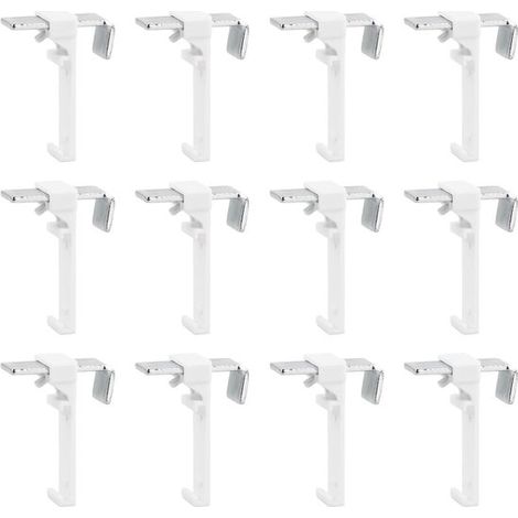 Supports de fixation pour rideaux - blanc - Montage sans perçage - Support réglable - 12 pièces (1/5)