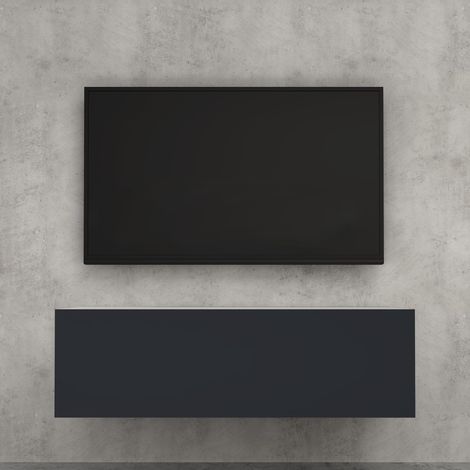 doporro Mobile Porta TV Sospeso 100 cm con Anta Bianco Opaco e Antracite Opaco, Credenza Bassa da Soggiorno Salotto, Madia Consolle Bicolore per TV Fernsehschrank02