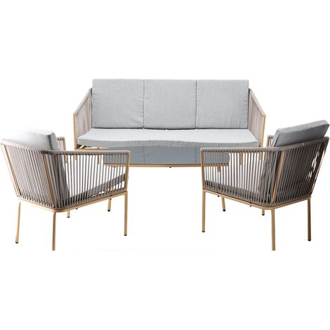 Juego Muebles De Jardín Mesa De Centro + Sofá + 2 Sillas (1/3)